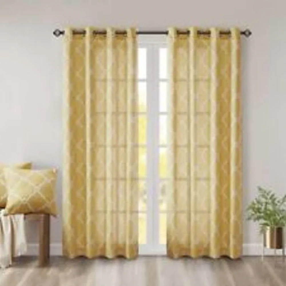 Madison Park 1-Panel Westmont Fretwork Print Light Filtering Window Curtain‎